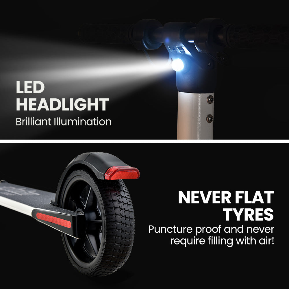 300W Electric Scooter, 10Ah Battery, Suspension, Adults/Teens, White, 6.5m Tyres