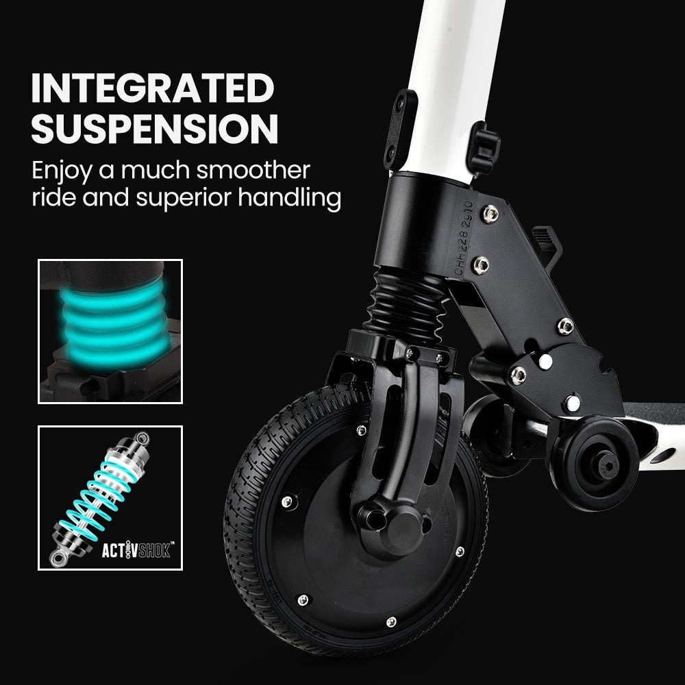 300W Electric Scooter, 10Ah Battery, Suspension, Adults/Teens, White, 6.5m Tyres