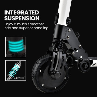 300W Electric Scooter, 10Ah Battery, Suspension, Adults/Teens, White, 6.5m Tyres