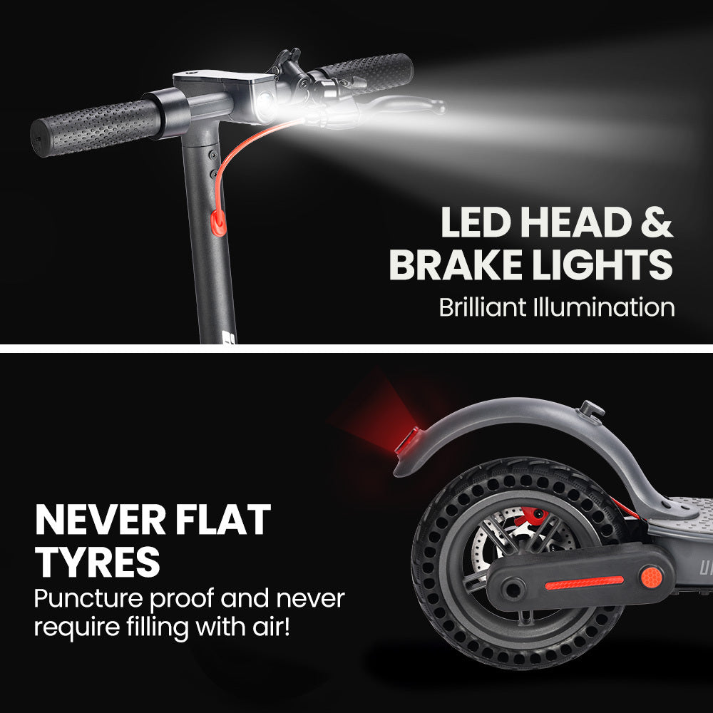 Urban Electric Scooter with 350W Motor, 25km Range, 0.22m Wheels, Grey