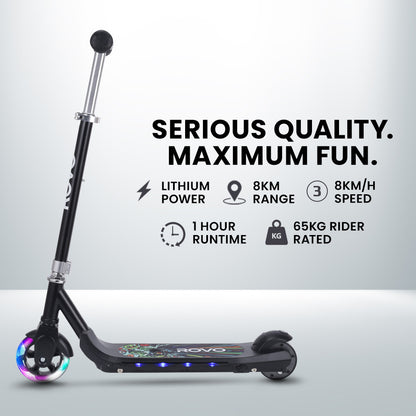 Kid's Electric Scooter, Adjustable Height, 8km/h, Brushless Motor, Multi-Color Lights