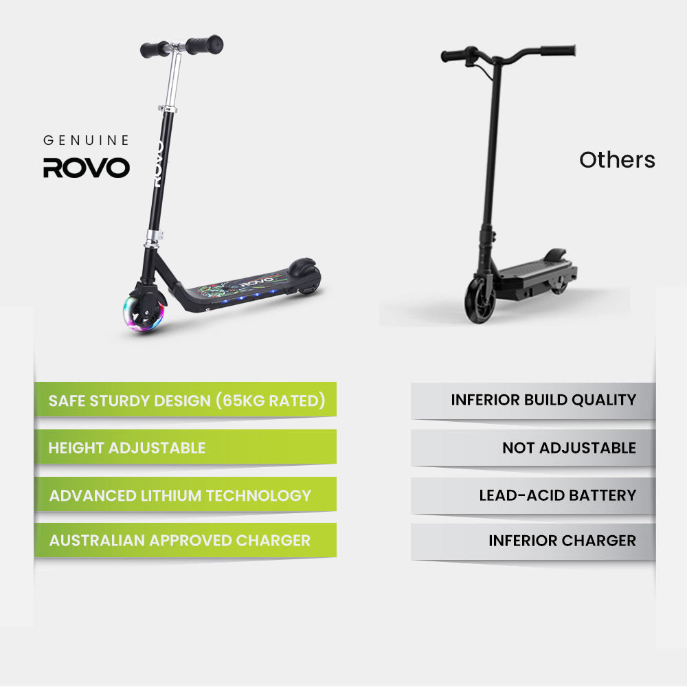Kid's Electric Scooter, Adjustable Height, 8km/h, Brushless Motor, Multi-Color Lights