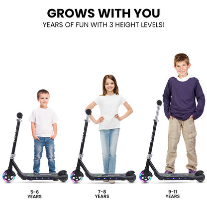 Kid's Electric Scooter, Adjustable Height, 8km/h, Brushless Motor, Multi-Color Lights