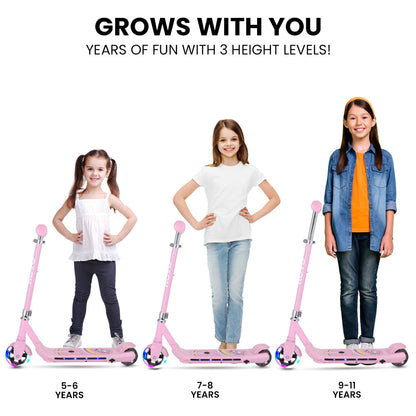 Kids Electric Scooter, 5-11 Years, Adjustable, Brushless Motor, 0.13m Tyres, Pink