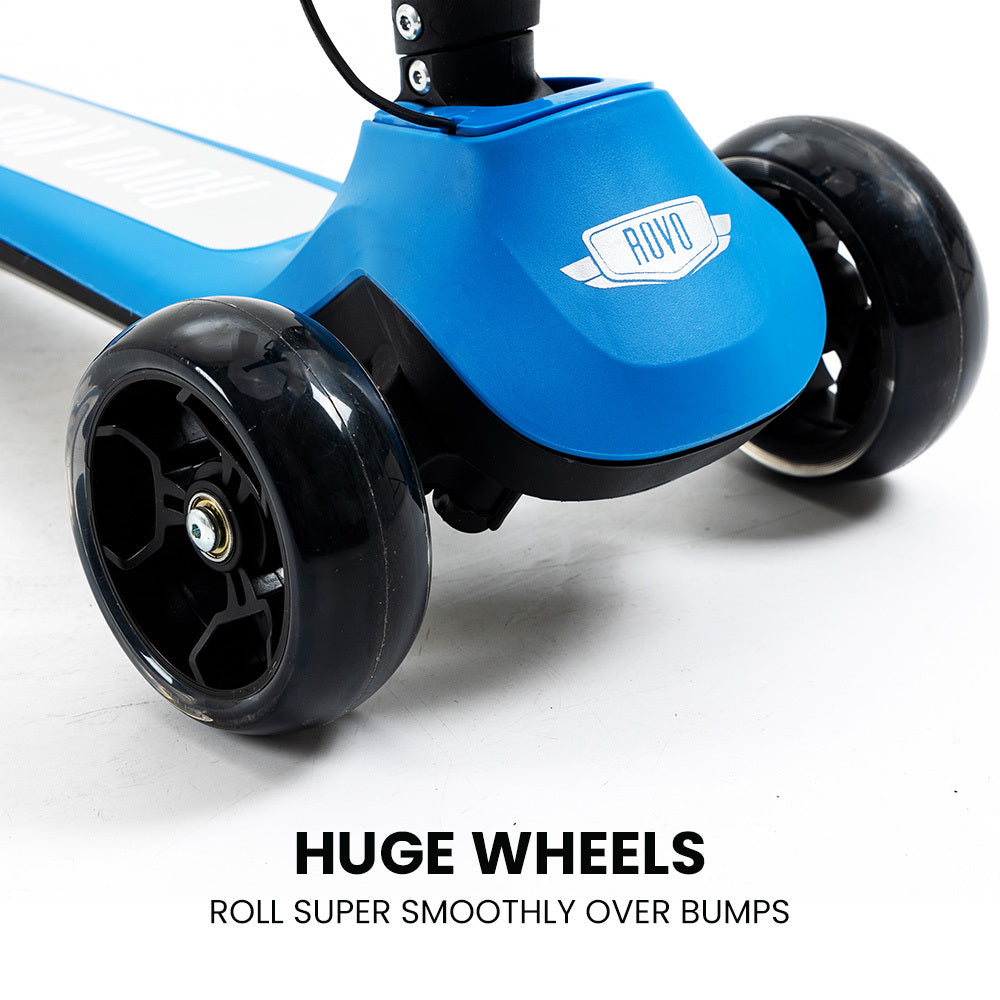 3-Wheel Electric Scooter for Kids, Adjustable, Foldable, Flashing Lights, Blue