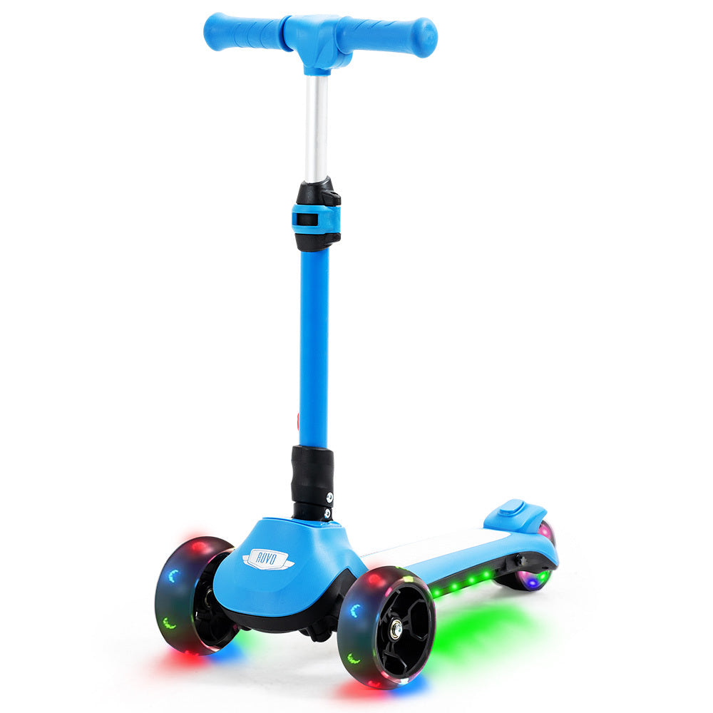 3-Wheel Electric Scooter for Kids, Adjustable, Foldable, Flashing Lights, Blue