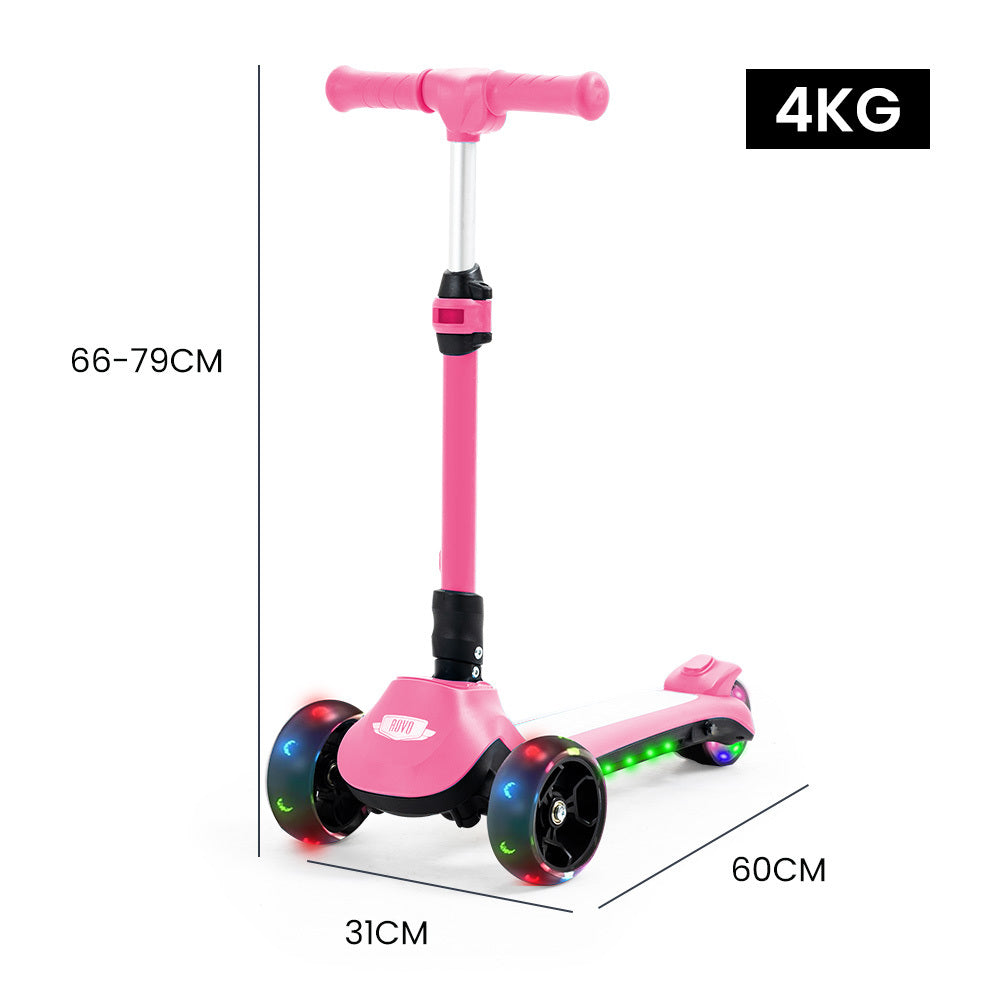 3-Wheel Electric Scooter for Kids, Ages 3-8, Adjustable, Folding, Pink