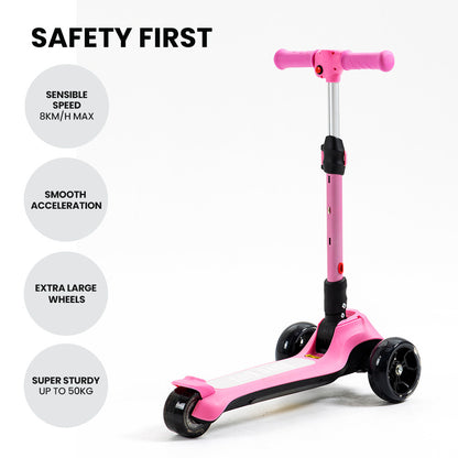 3-Wheel Electric Scooter for Kids, Ages 3-8, Adjustable, Folding, Pink