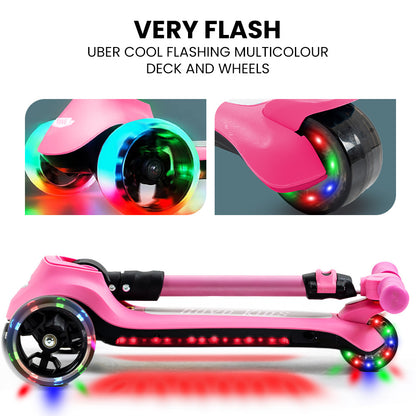 3-Wheel Electric Scooter for Kids, Ages 3-8, Adjustable, Folding, Pink