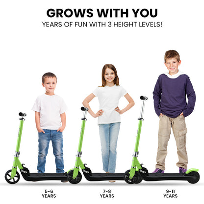 Kids Electric Scooter, Adjustable Height, Foldable, 12 km/h, 5-11 Years, Green
