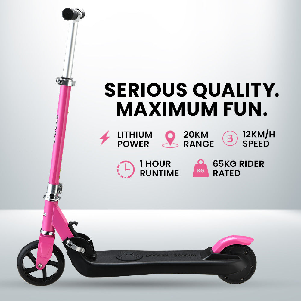 Foldable Electric Scooter for Kids, Adjustable Height, 12km/h, Pink, Ages 5-11