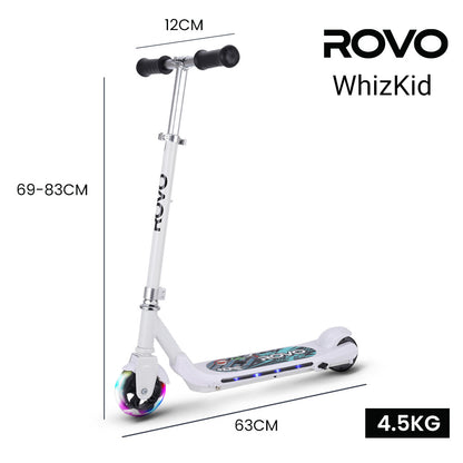 Kids Electric Scooter with Lights, Adjustable Height, Brushless Motor, White