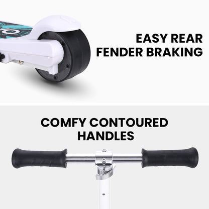 Kids Electric Scooter with Lights, Adjustable Height, Brushless Motor, White