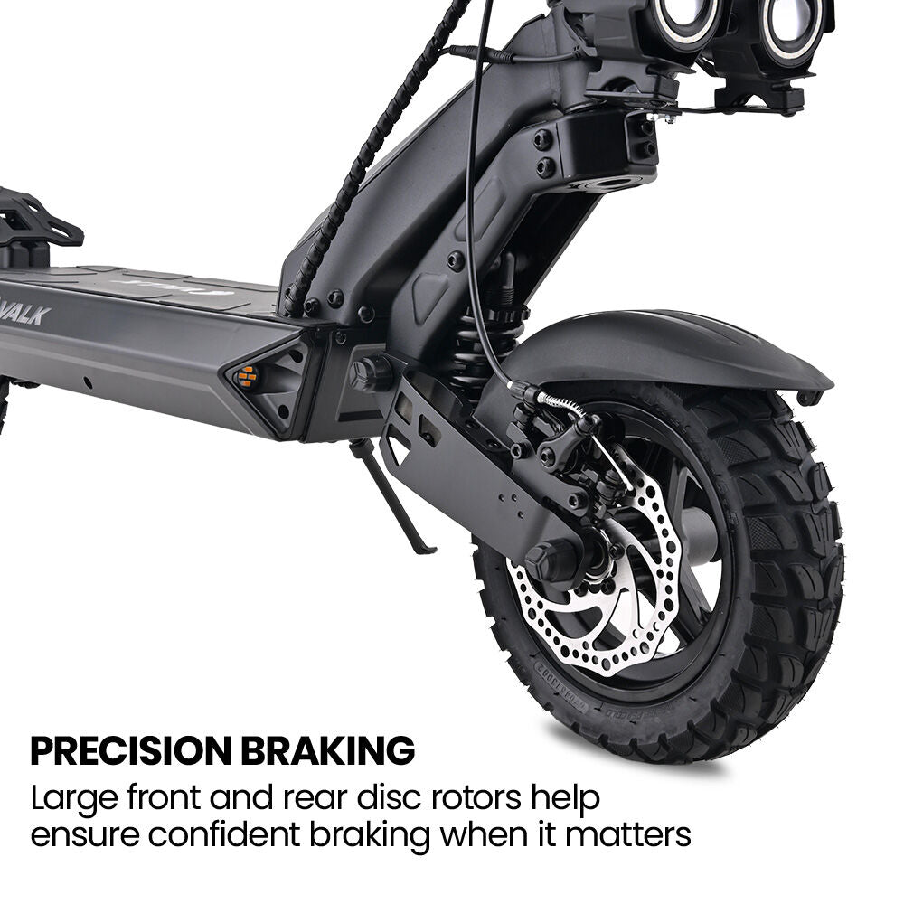 Ego 8 Electric Scooter, 45km/h Max, AU Compliant, 48V 13Ah, Up to 55km Range, eScooter for Adults, Foldable, Off Road, Black