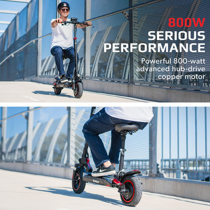 Electric Scooter with Seat, 800W Motor, 48V Battery, 50km Range, 0.25m Tires