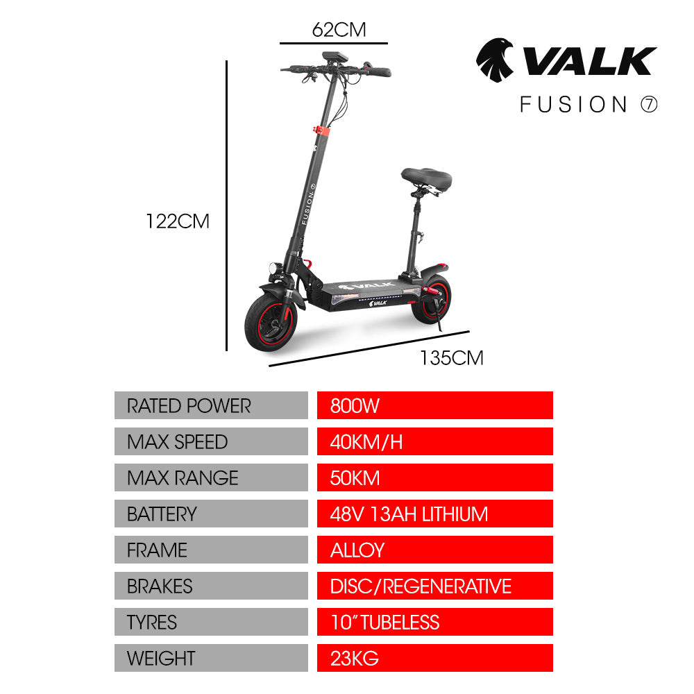 Electric Scooter with Seat, 800W Motor, 48V Battery, 50km Range, 0.25m Tires