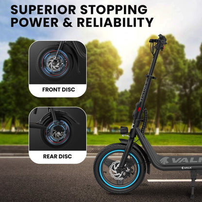 Electric Scooter with Seat, 30km Range, Disc Brakes, 14m Tyres, Foldable Design