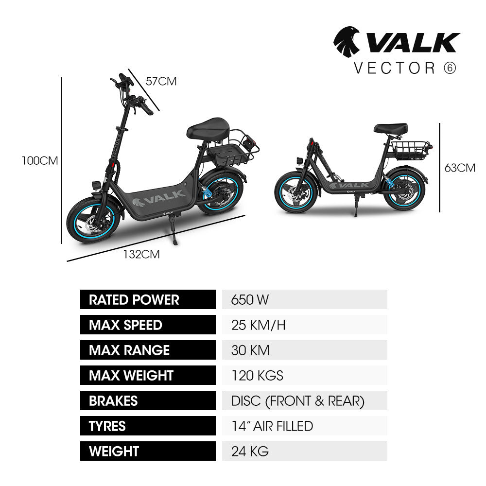 Electric Scooter with Seat, 30km Range, Disc Brakes, 14m Tyres, Foldable Design