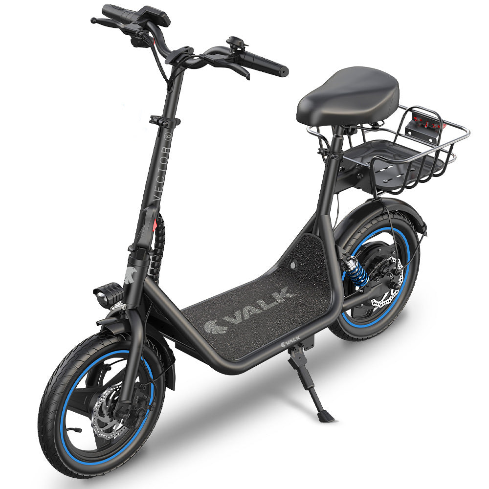 Electric Scooter with Seat, 30km Range, Disc Brakes, 14m Tyres, Foldable Design