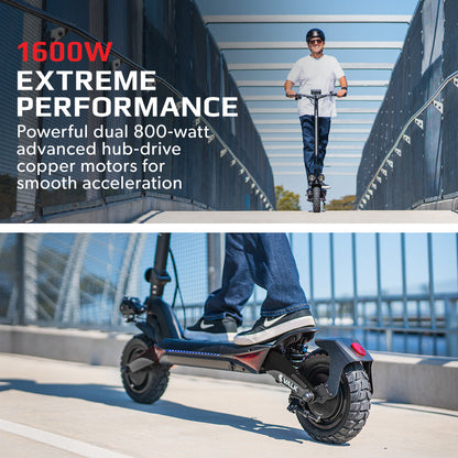 Extreme Hill Climbing Electric Scooter with Dual 800W Motors, 60km Range