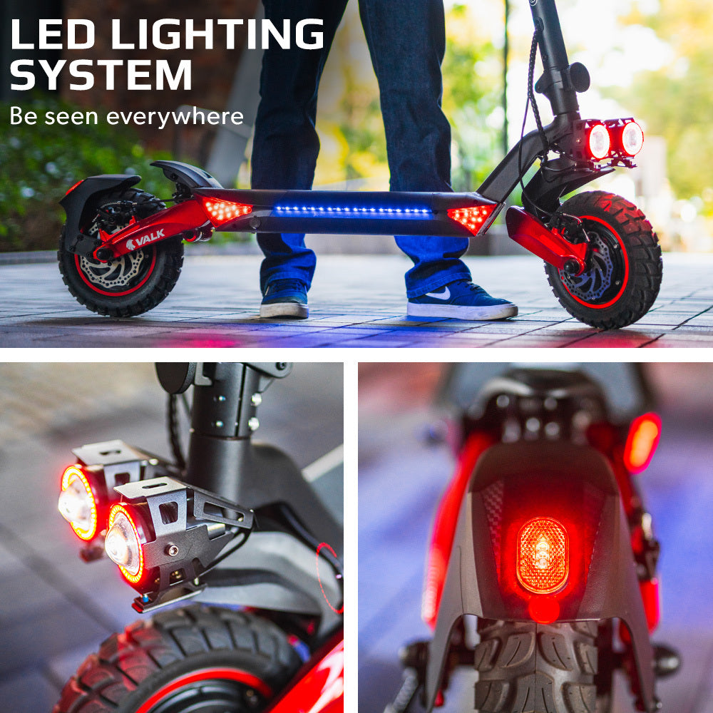 Dual Motor 1600W Electric Scooter with 60km Range and Suspension, Black/Red