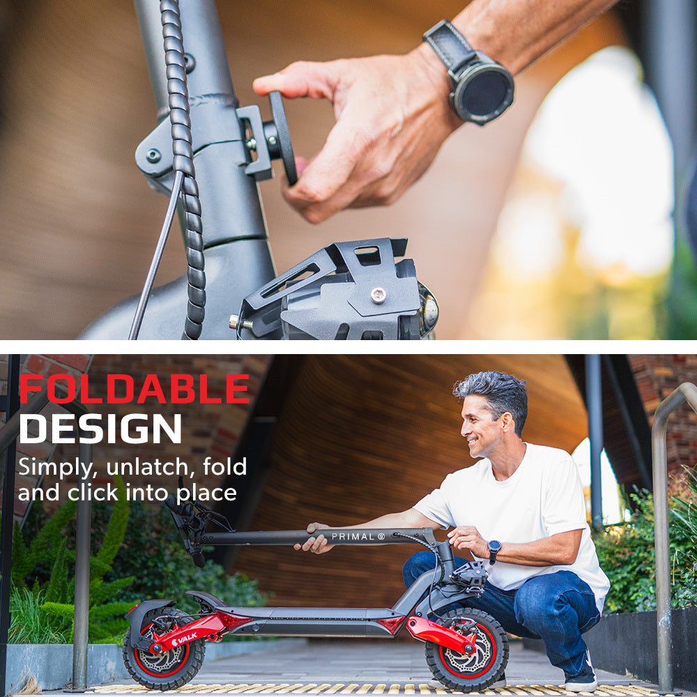 Dual Motor 1600W Electric Scooter with 60km Range and Suspension, Black/Red