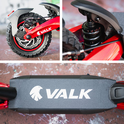 Dual Motor 1600W Electric Scooter with 60km Range and Suspension, Black/Red