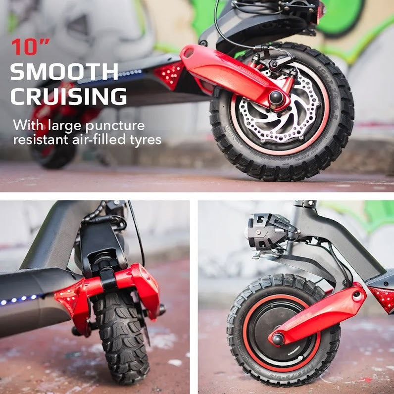 Dual Motor 1600W Electric Scooter with 60km Range and Suspension, Black/Red