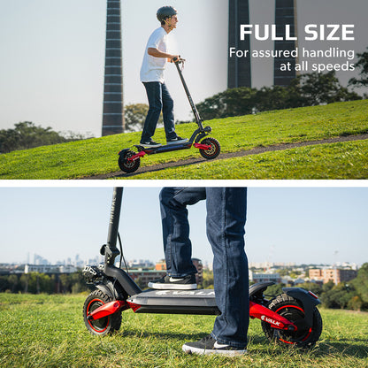 Dual Motor 1600W Electric Scooter with 60km Range and Suspension, Black/Red