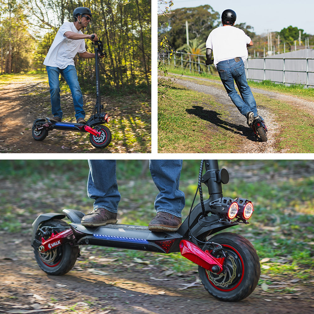 Dual Motor 1600W Electric Scooter with 60km Range and Suspension, Black/Red