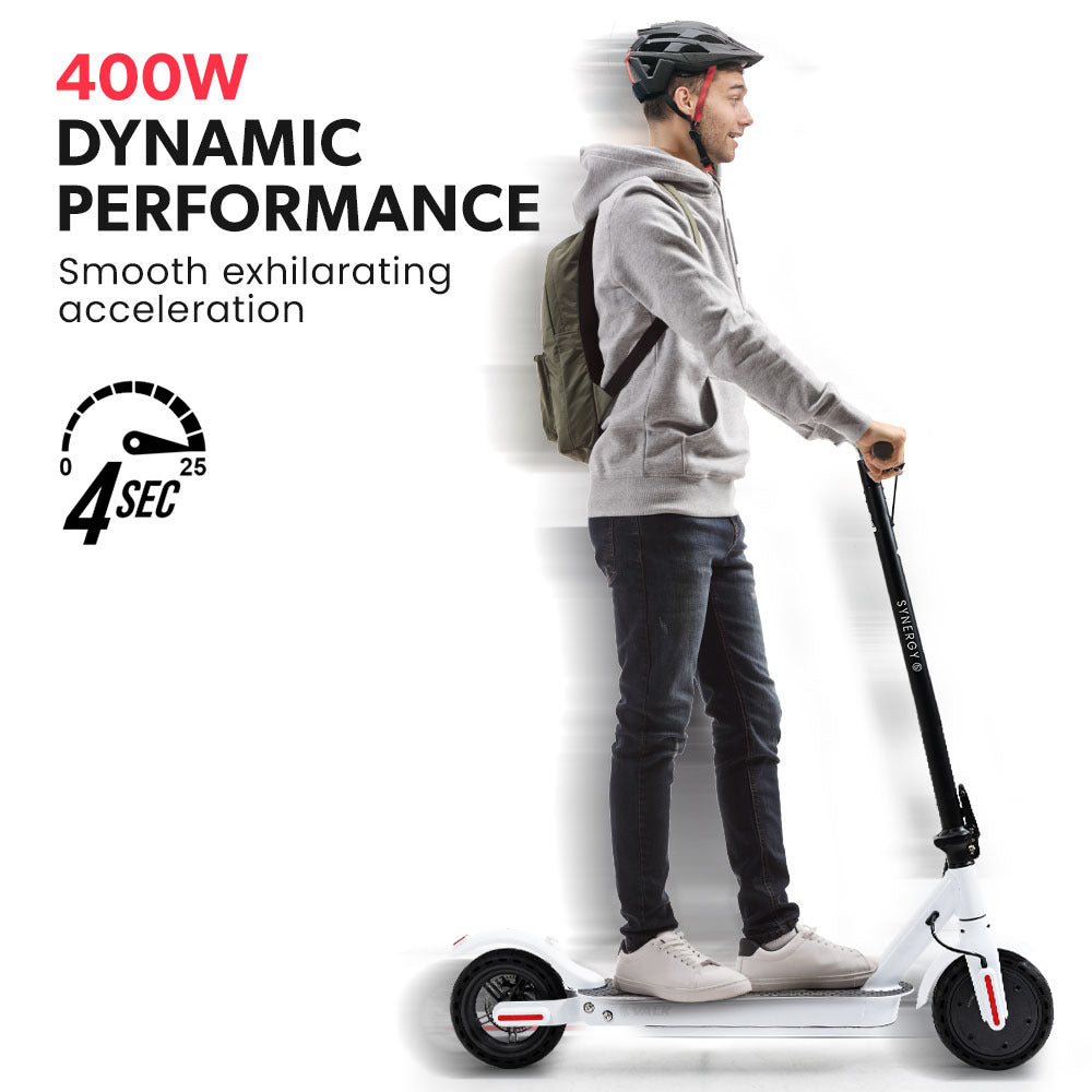 400W Electric Scooter for Adults, with Suspension and 25km Range, White