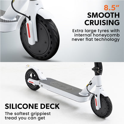 400W Electric Scooter for Adults, with Suspension and 25km Range, White
