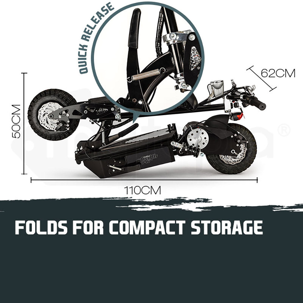 48V 1000W Folding Electric Scooter with LED Lights & Adjustable Seat