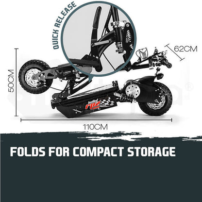 48V 1000W Folding Electric Scooter w/ LED, 50km/h Speed, 0.25m Tyres