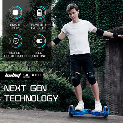 Galaxy Blue Electric Hoverboard with Self-Balancing & Dual 250W Motors, 6.5m Wheels