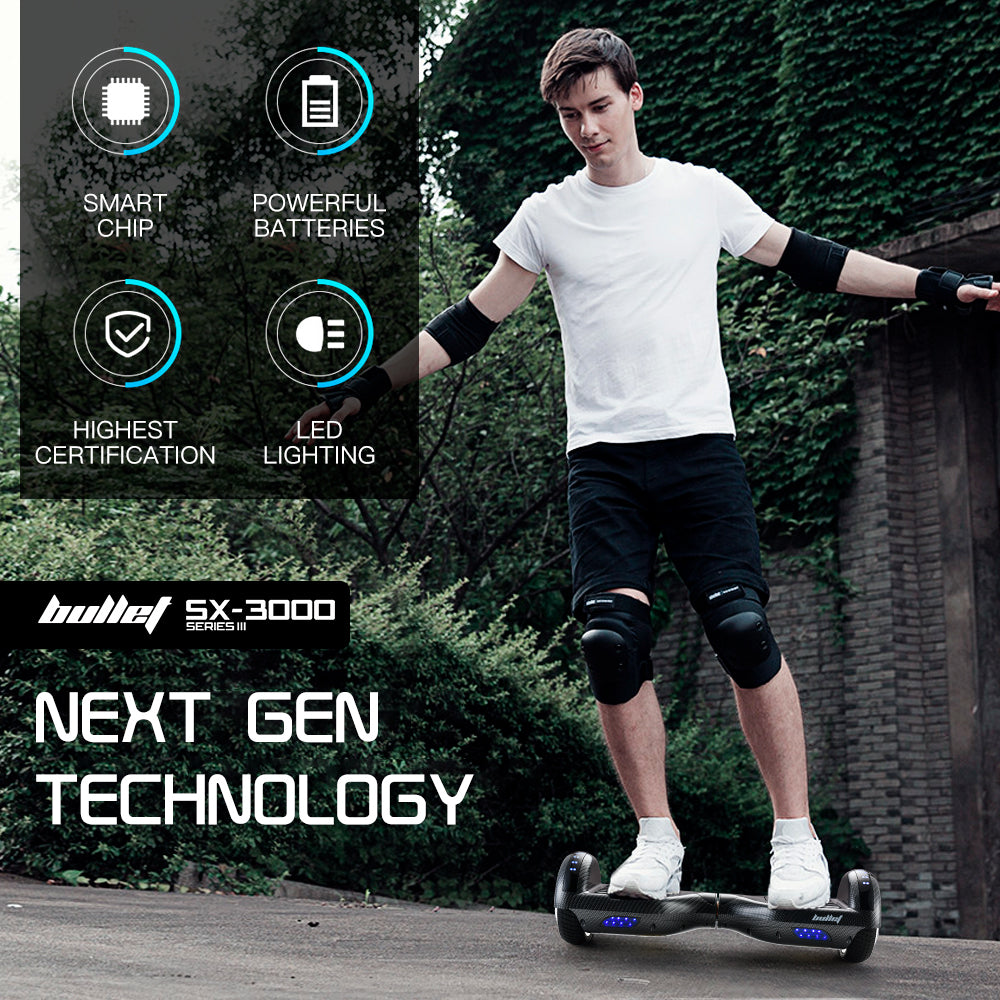 SX-3000 Series III Hoverboard: 15 km/h, 15 km Range, Dual 250W Motors, LED Lights