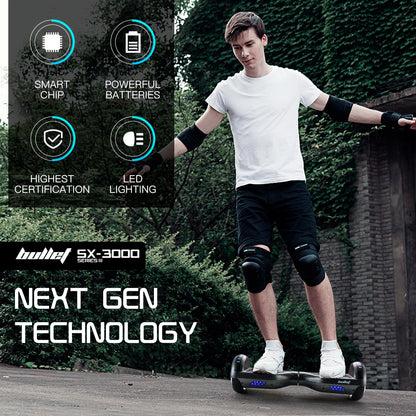 SX-3000 Series III Hoverboard: 15 km/h, 15 km Range, Dual 250W Motors, LED Lights