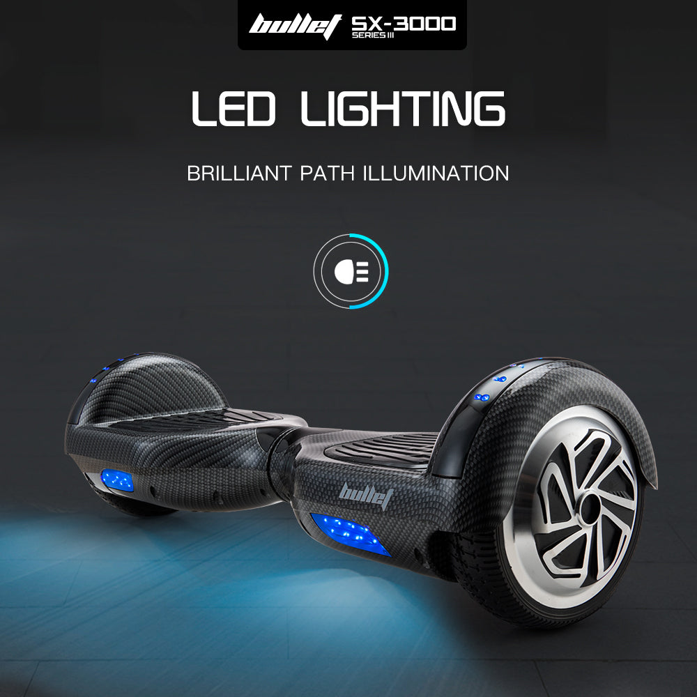 SX-3000 Series III Hoverboard: 15 km/h, 15 km Range, Dual 250W Motors, LED Lights