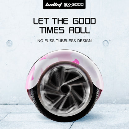 Dual Motor Hoverboard with 0.17m Wheels, LED Lights, 15km Range, Camo Pink
