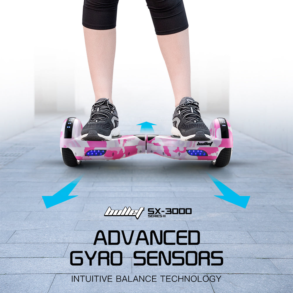 Dual Motor Hoverboard with 0.17m Wheels, LED Lights, 15km Range, Camo Pink