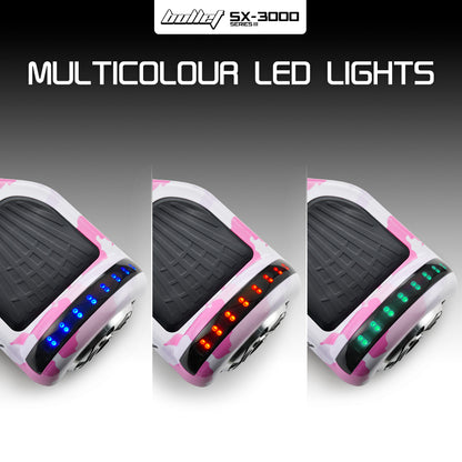Dual Motor Hoverboard with 0.17m Wheels, LED Lights, 15km Range, Camo Pink