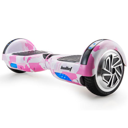 Dual Motor Hoverboard with 0.17m Wheels, LED Lights, 15km Range, Camo Pink
