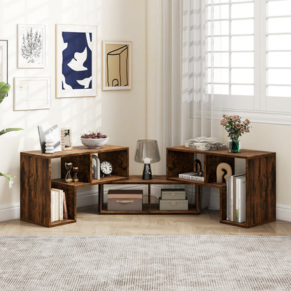 3-Piece Convertible TV Stand for Up to 65 inch TVs-Rustic Brown