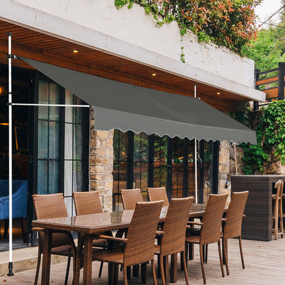 Telescopic Awning Sun Shade with Manual Crank Handle for Window Balcony Garden-4M