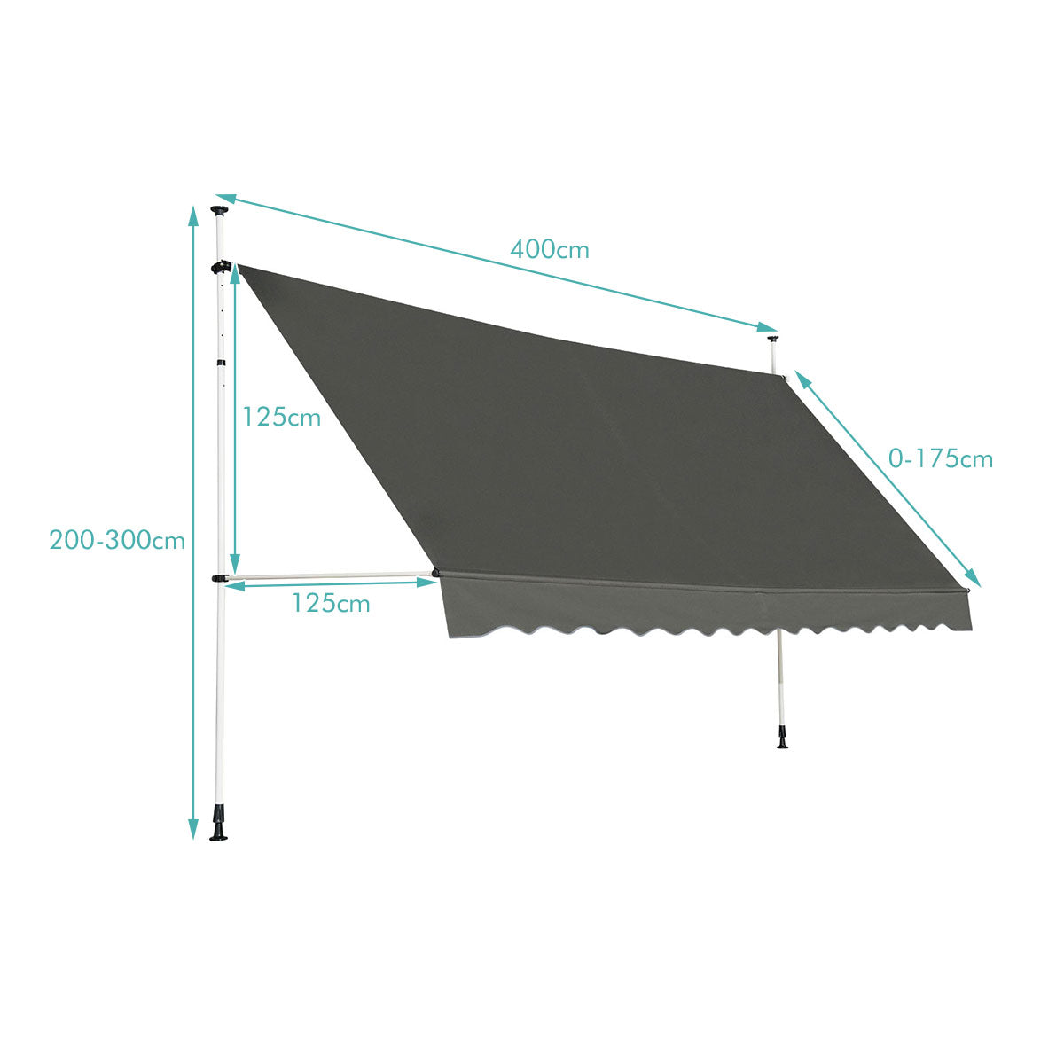 Telescopic Awning Sun Shade with Manual Crank Handle for Window Balcony Garden-4M
