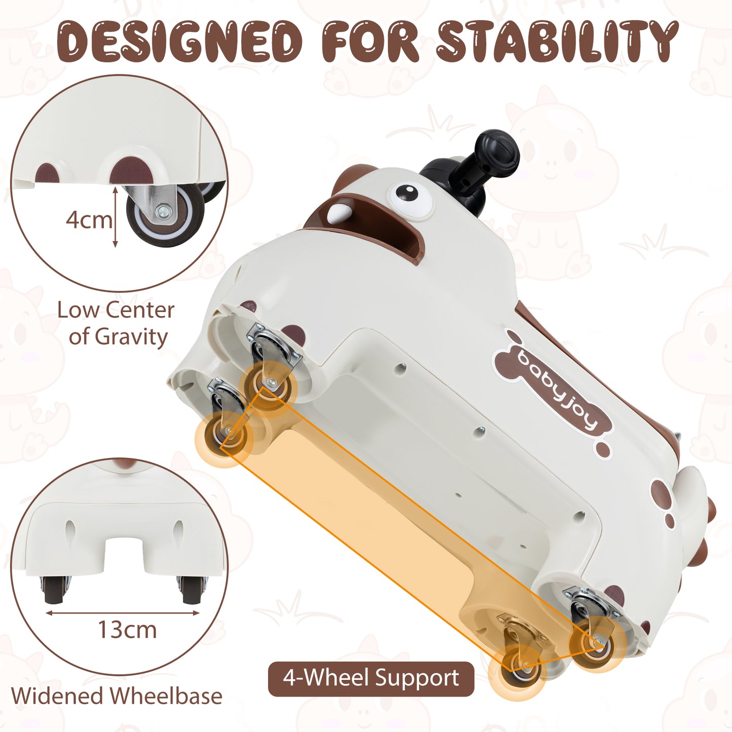 Toddler Ride on Toy Walking Sliding Car with Under Seat Storage-White