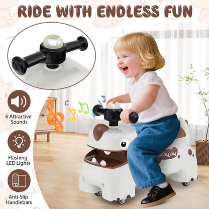 Toddler Ride on Toy Walking Sliding Car with Under Seat Storage-White