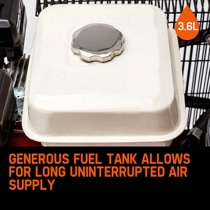 115PSI 120L 8HP Petrol Air Compressor with Tri-V Piston Design