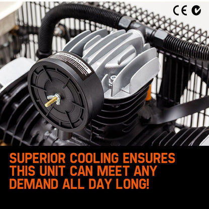 115PSI 120L 8HP Petrol Air Compressor with Tri-V Piston Design