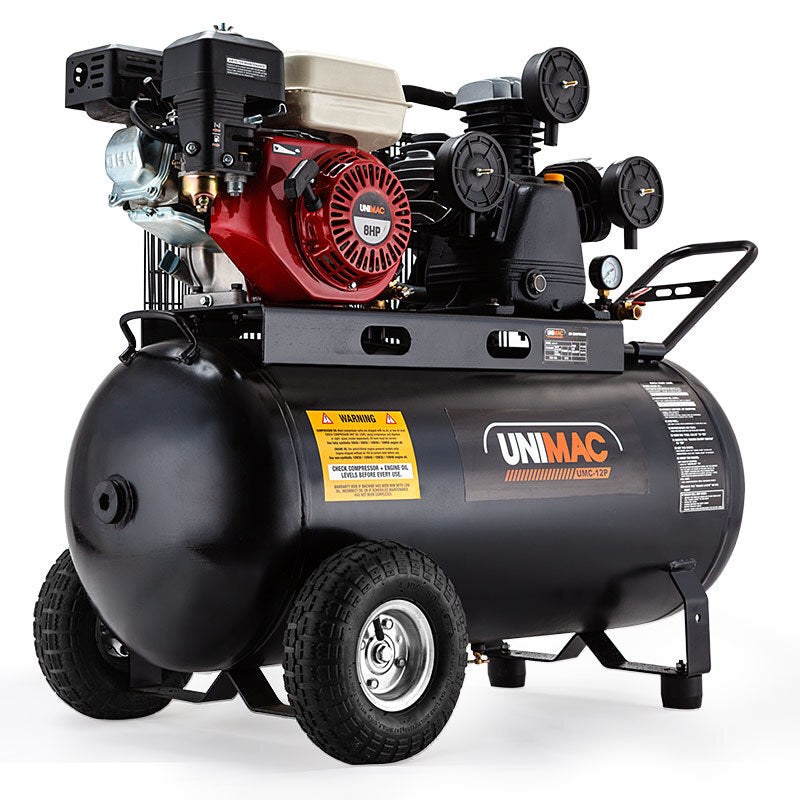 115PSI 120L 8HP Petrol Air Compressor with Tri-V Piston Design